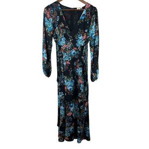 LPA‎ Womens Long Sleeve Floral Dress S Black Sheer Y2k